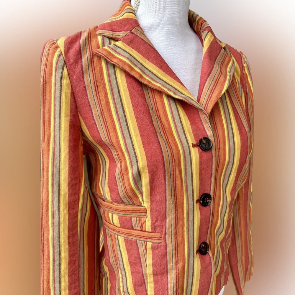 Tommy Hilfiger Striped Blazer Spring Jacket Small Red Orange Yellow Colorful